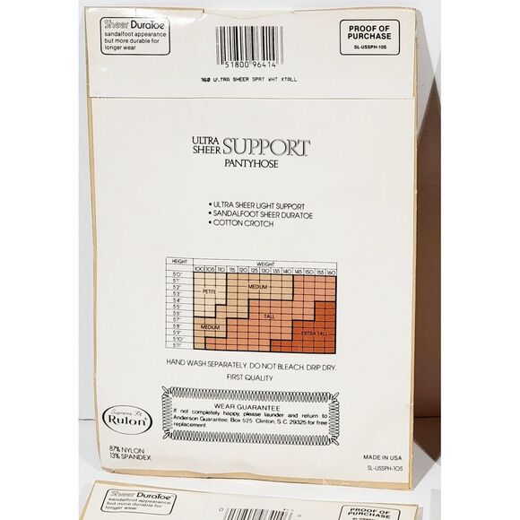 4 Simply Great Pantyhose Extra Tall White 960/ Sandalfoot Ultra Sheer Support. - Picture 9 of 12